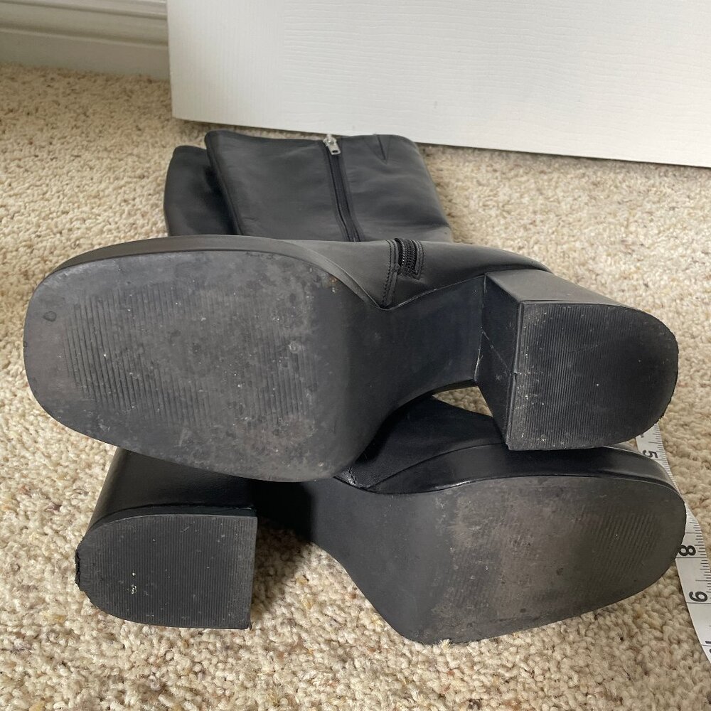 Platform Square Toe Leather Boots - image 7